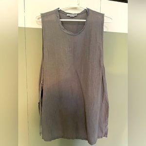 Bryn Walker linen and satin top with side ties.